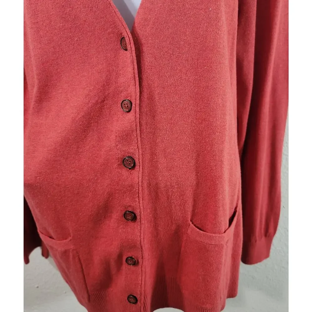 Lane Bryant Orange Button Up Cardigan Sweater 18 20 Lightweight Soft Pockets